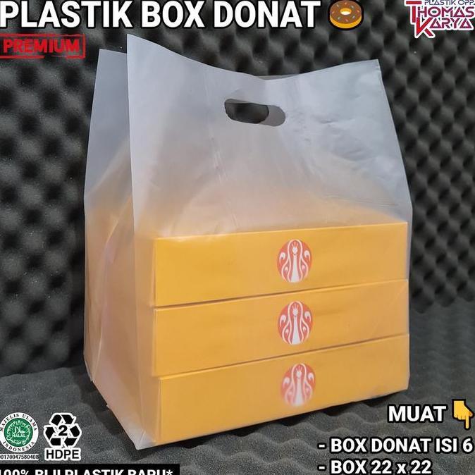 Kantong Plastik Bening HD Box Donat isi 50 Kemasan Dus Pizza Jinjing