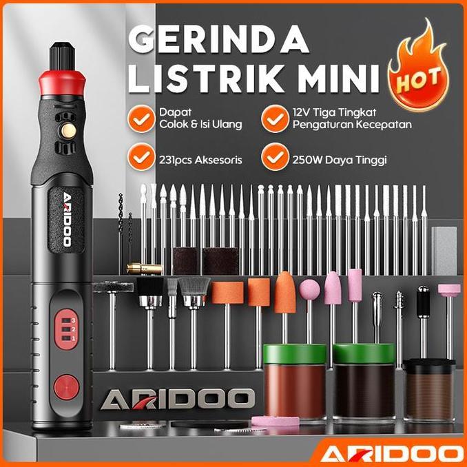 SAMOJAPAN Bor Mini bor mini listrik ARIDOO Bor Mini Grinder Set Mesin Ukir Poles Gerinda Listrik Ala