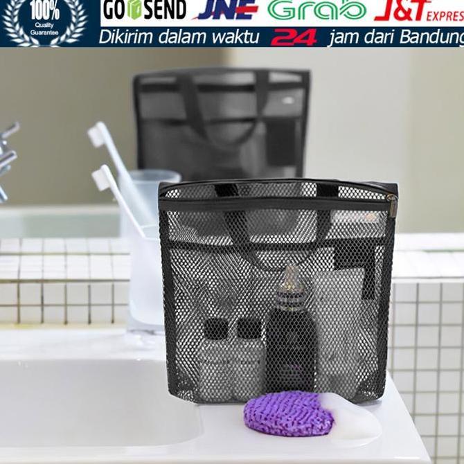 VENOMDRUMB Pouch Bag Alat Mandi Bahan Jaring/Tas Serbaguna Organizer Pria Wanita