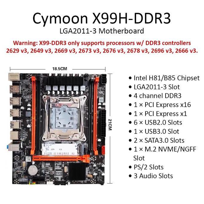 Cymoon X99 Motherboard LGA 2011-3 DDR3 Mainboard Mobo USB3 SATA3 Diskon