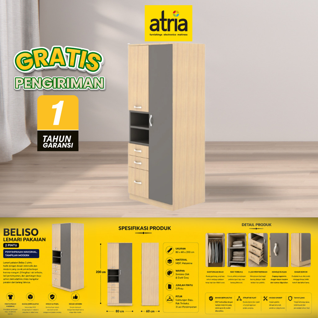 Atria Beliso Lemari Pakaian 2 Pintu