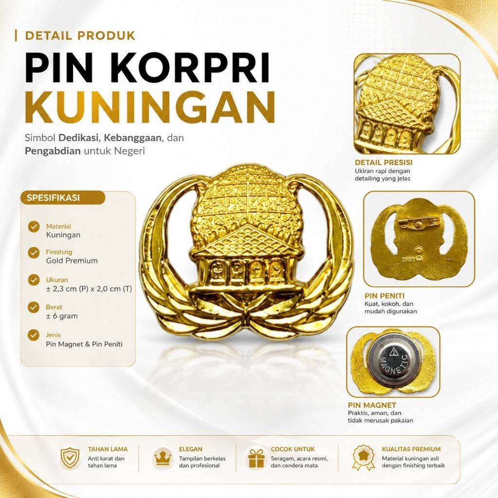 Pin Korpri Asn Pns Magnet Kuningan Asli Anti Karat
