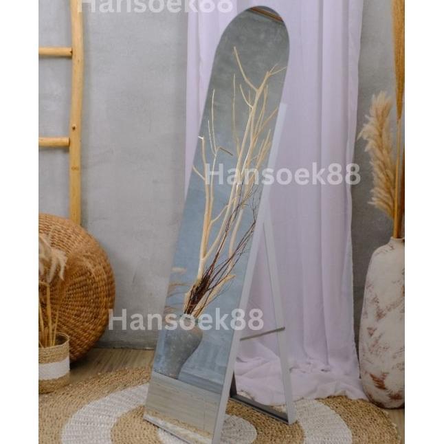 Kaca Cermin Standing Frameless Ovale Cermin Berdiri Rounded Standing Mirror Full Body Frameless Kaca