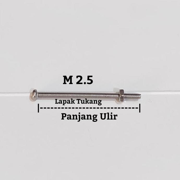 5Set Baut Mur M2.5X25 Jp Stainless 304 Baut M2.5 Premium