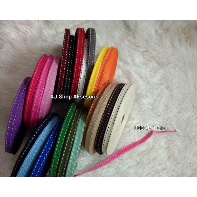 Webbing Tape / Pita Bis Motif Bintik / Pita Polyester Lebar 1 Cm Harga Per Roll