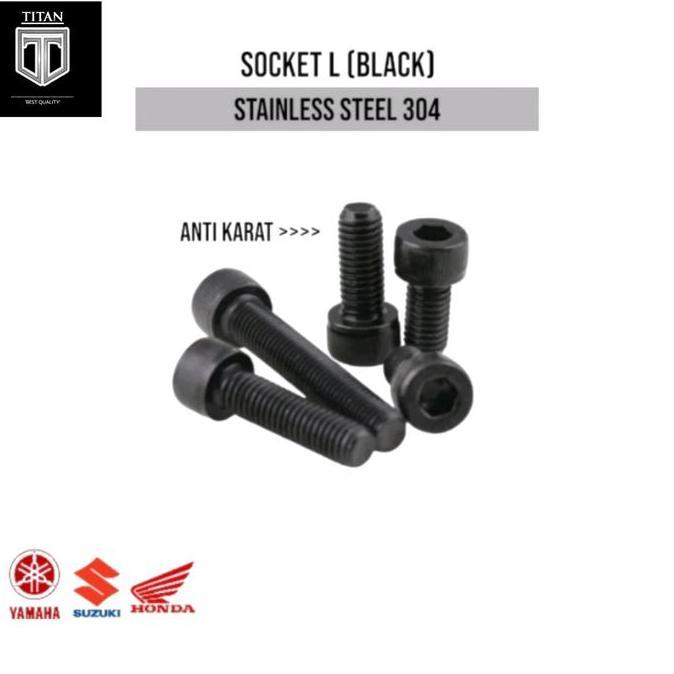 BAUT M4 X 40MM BAUT L STAINLESS 304 BAUT SOKET HEAD DRAT 4MM BLACK