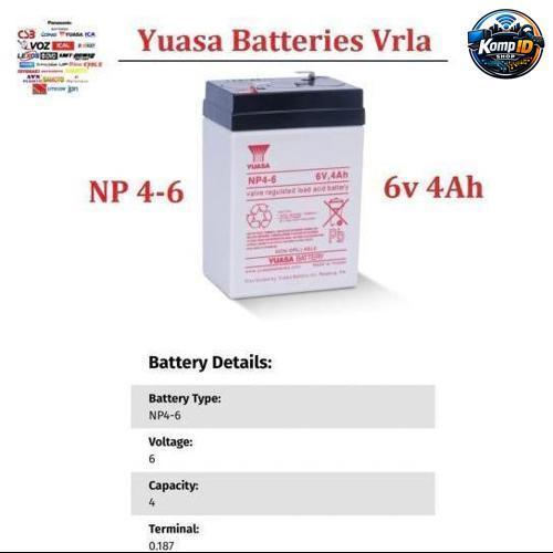 Baterai Aki Kering Yuasa Np4.5-6 ( 6v 4,5Ah ) Aki kering Yuasa 6v 4,5A Batere Yuasa NP4-6 6v 4Ah