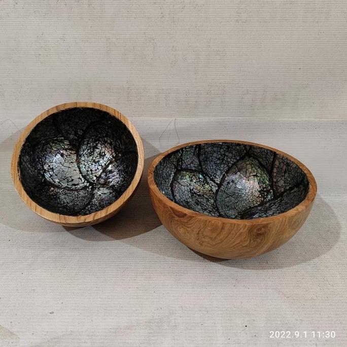 """] wood shell bowl abalone