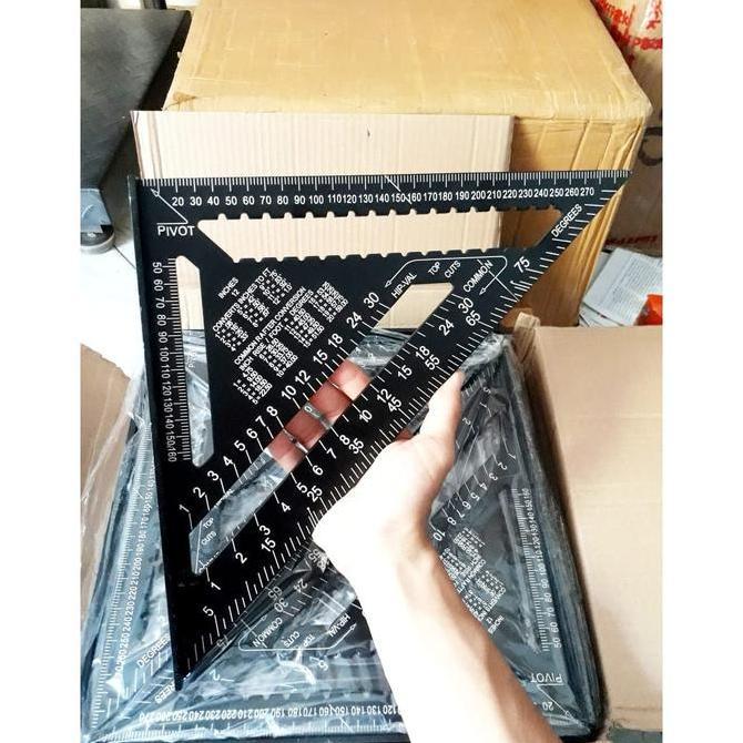 BEBAS ONGKIR - PREMIUM BLACK rafter square 12 inch speed square 12" cutting Laser CNC