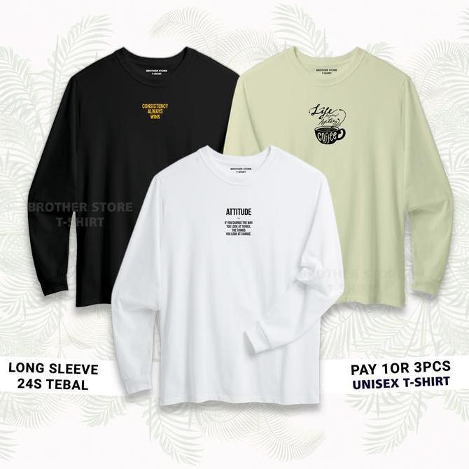 BUY 1 OR 3 PCS | SHIFTUPDISTRO | T-SHIRT Long Sleeve Basic Black 24s | Attitude LLD