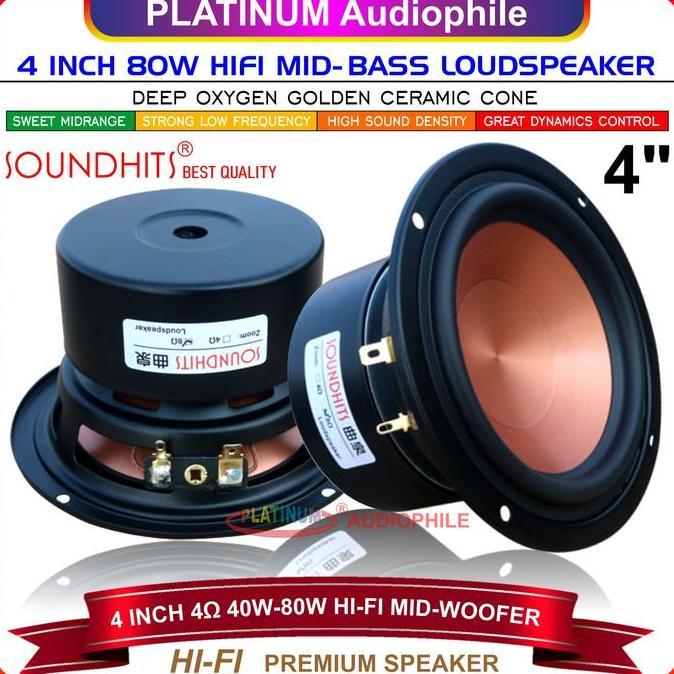 Speaker 4 Inch Mid Bass Mid Woofer Hifi Speker 4" 4 Ohm 80W Mid Range Bass Soundhits Sl-403R