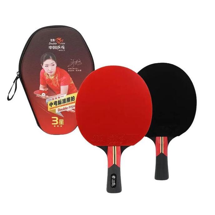 Double Fish BET DOUBLE FISH 2 STAR 3 STAR ORIGINAL FOR SPEED SPIN BONUS HARD COVER Kayu Blade 7-ply 