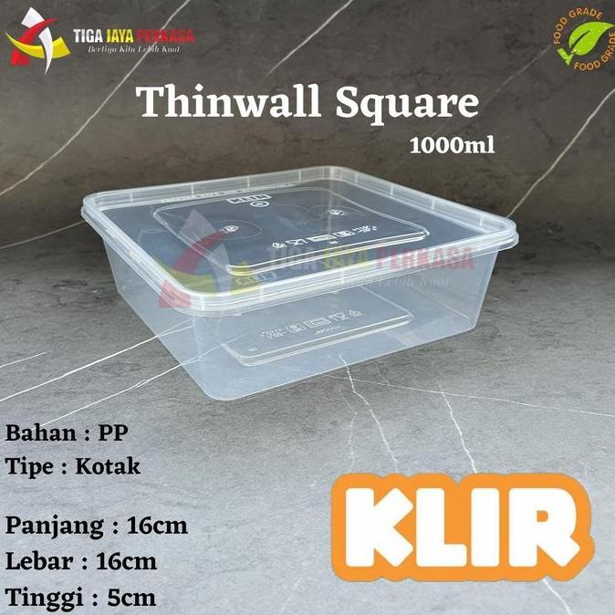 Thinwall Klir Square 1000 ml / Kotak 1000 ml / Thinwall Square @25pcs