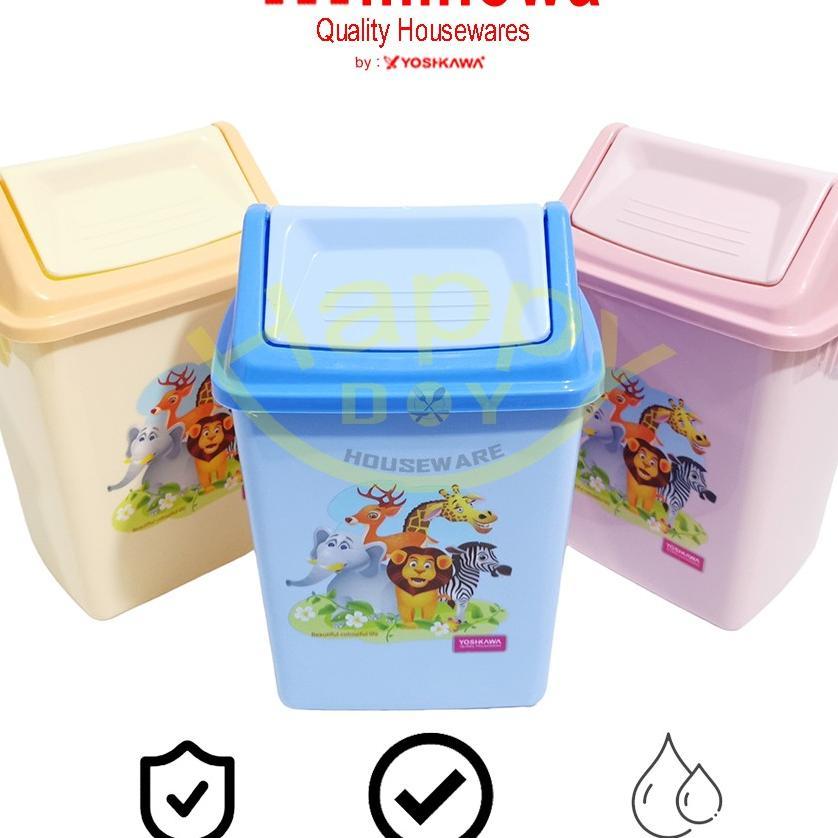 Yoshikawa Tempat Sampah Tutup Putar Swing Motif Pi-1015