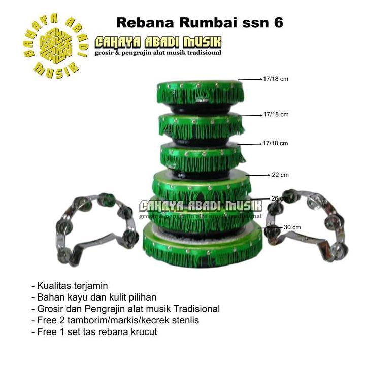 rebana 1 set lengkap lengkap/komplit alat kasidah rebana rumbai - Alat kasidah rebana 1 set Anak