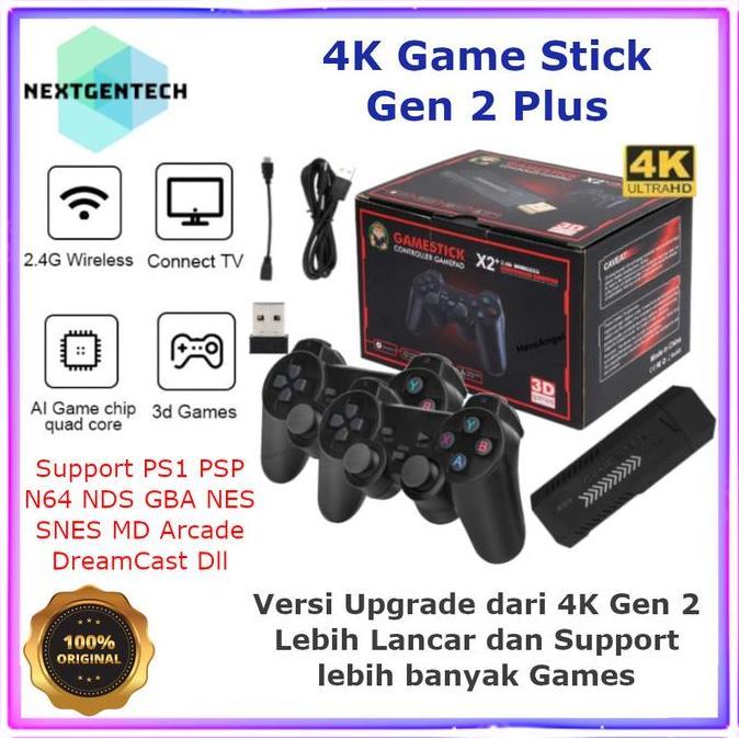 Game- 4K Game Stick Gen 2 Plus X2 Plus Game Console Wireless Gamepad Hdmi