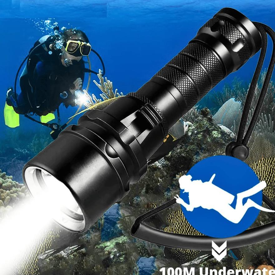 Pusat Yupard Senter Selam Anti Air Tahan 20 Jam Diving Super Terang Led Waterproof 1200 Lumens G300