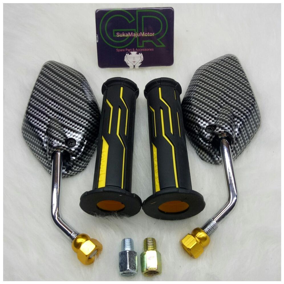 #Crc# Paket Variasi Spion Karbon Mini Model Jupiter+Handgrip Thailand Universal Nmax,Aerox,Pcx,Vario