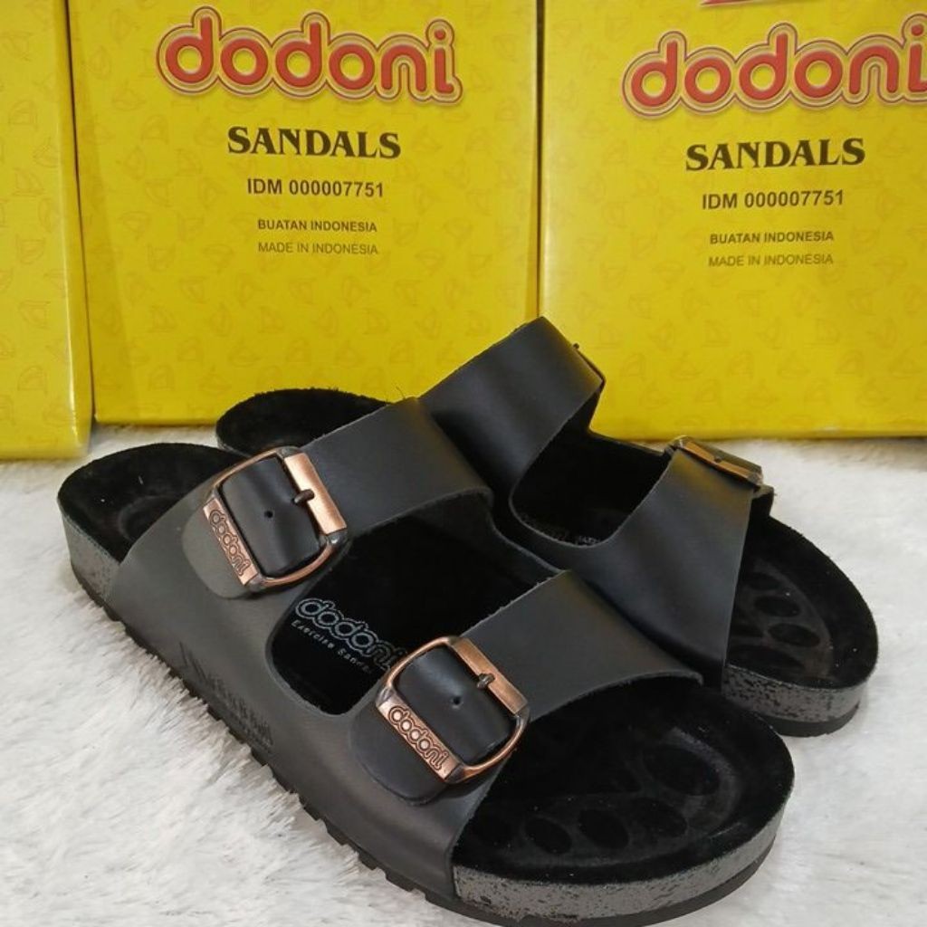 Sandal kulit pria dewasa dodoni BU 328 Black & Brown