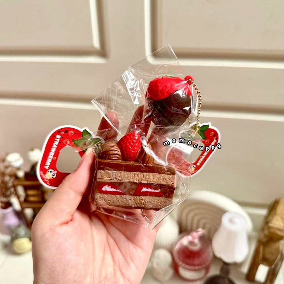 TERLARIS mini strawberry choco dipping shortcake squishy kue