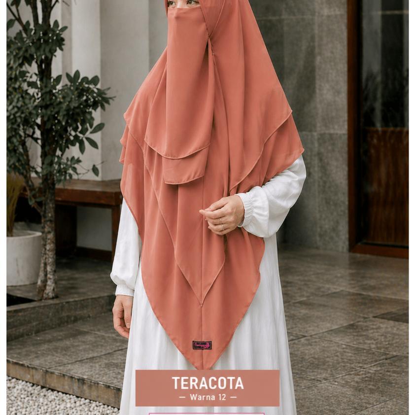 Khimar Instan Dua Layer Ceruty Plus Cadar/Kerudung Segitiga Instan Syar'I 2 Layer