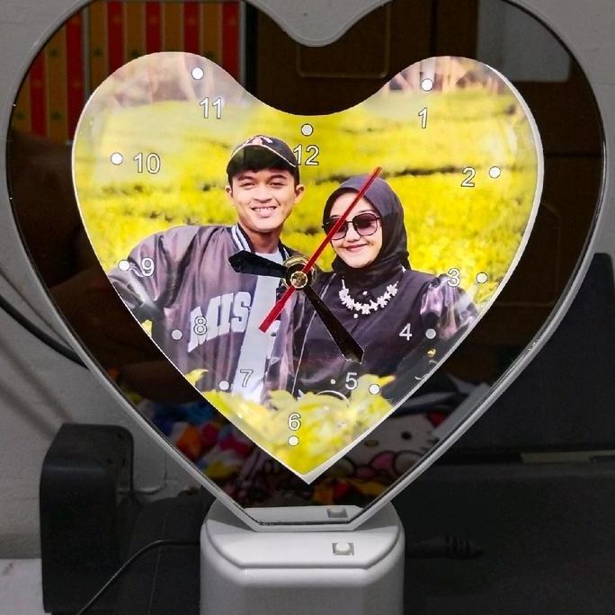 Korkor- Magic Mirror Clock / Cermin Ajaib Jam / Love Mirror / Cermin Custom / Kado Pacar / Kado Tema