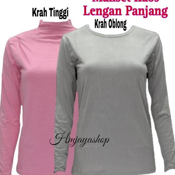 DS212 - Manset Kaos Lengan Panjang Krah Tinggi Manset Wanita Krah Shanghai Dua