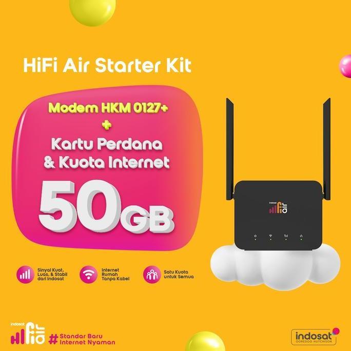 Wettre- Indosat Hifi Air Hkm 017+ Wifi Modem 4G Lte 50Gb