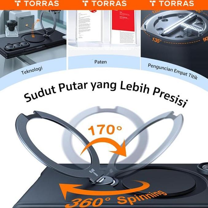 Acc- Torras Casing Compatible For Samsung Z Fold 7 360 Stand Multifungsi Casing Hybrid Anti-Bentur &
