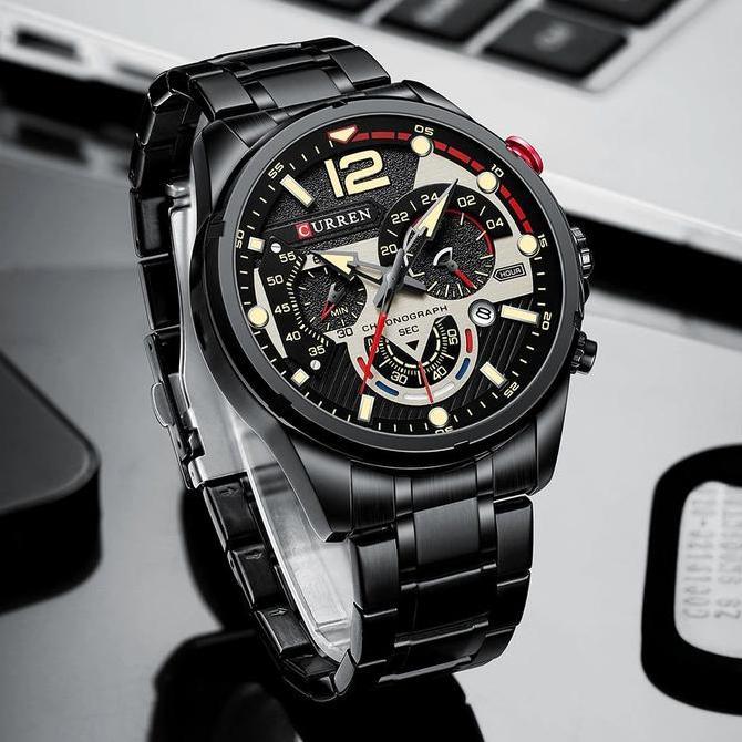 Waer- Jam Tangan Pria Analog Tali Stainless Steel Chronograph Aktif Curren 8395