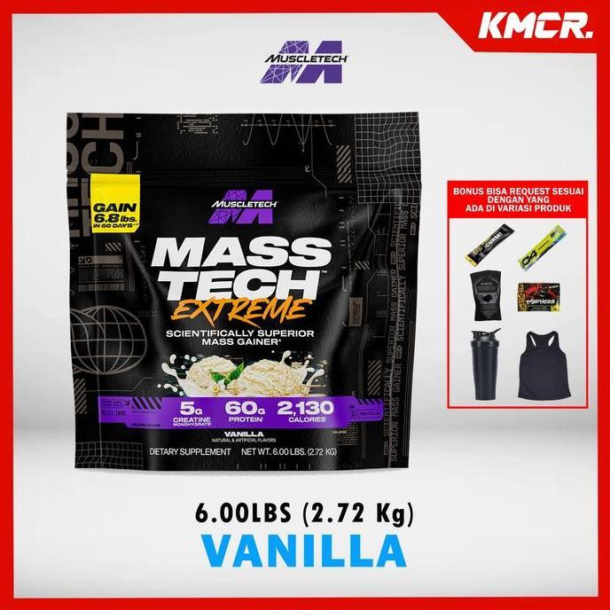 MUSCLETECH MASSTECH EXTREME 2000 6 LB  2.7kg MASS GAINER BULKING - KMCR