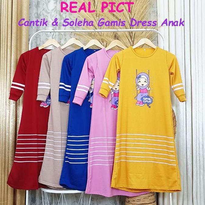 Www- Gamis Anak Cantik & Soleha -1 Tahun Gambar Karakter Sablon Bahan Voxy Melar Balita Batita Kids 