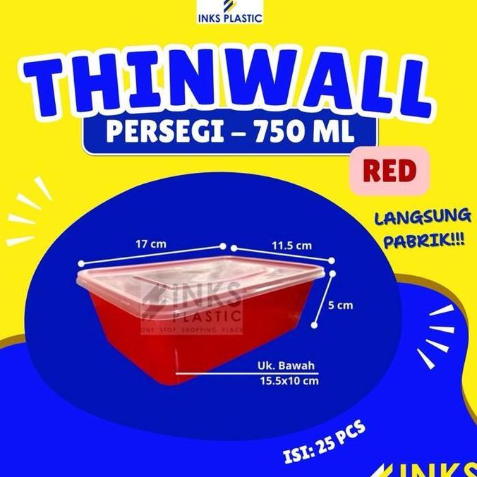 THINWALL PERSEGI 750 ML WARNA ( ISI 25 )