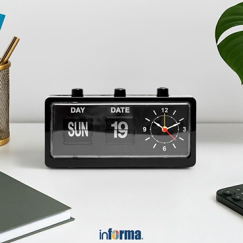 Informa Jam Weker Analog - Hitam Alarm Clock Jam Meja Tidur Pengingat Waktu