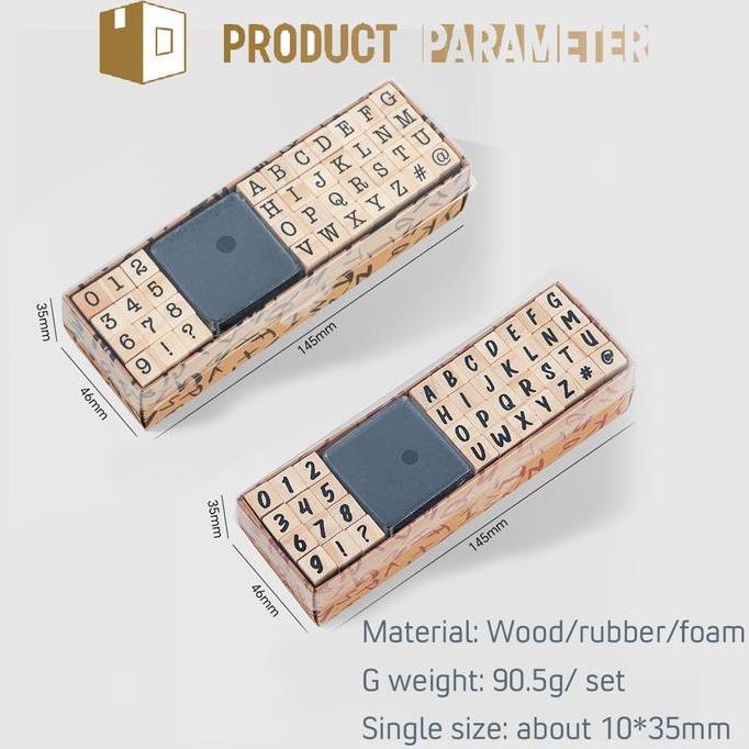 CENDASTRI Paket Stempel Kayu Estetik Set Stempel Angka dan Huruf Vintage Perlengkapan kantor dan sek