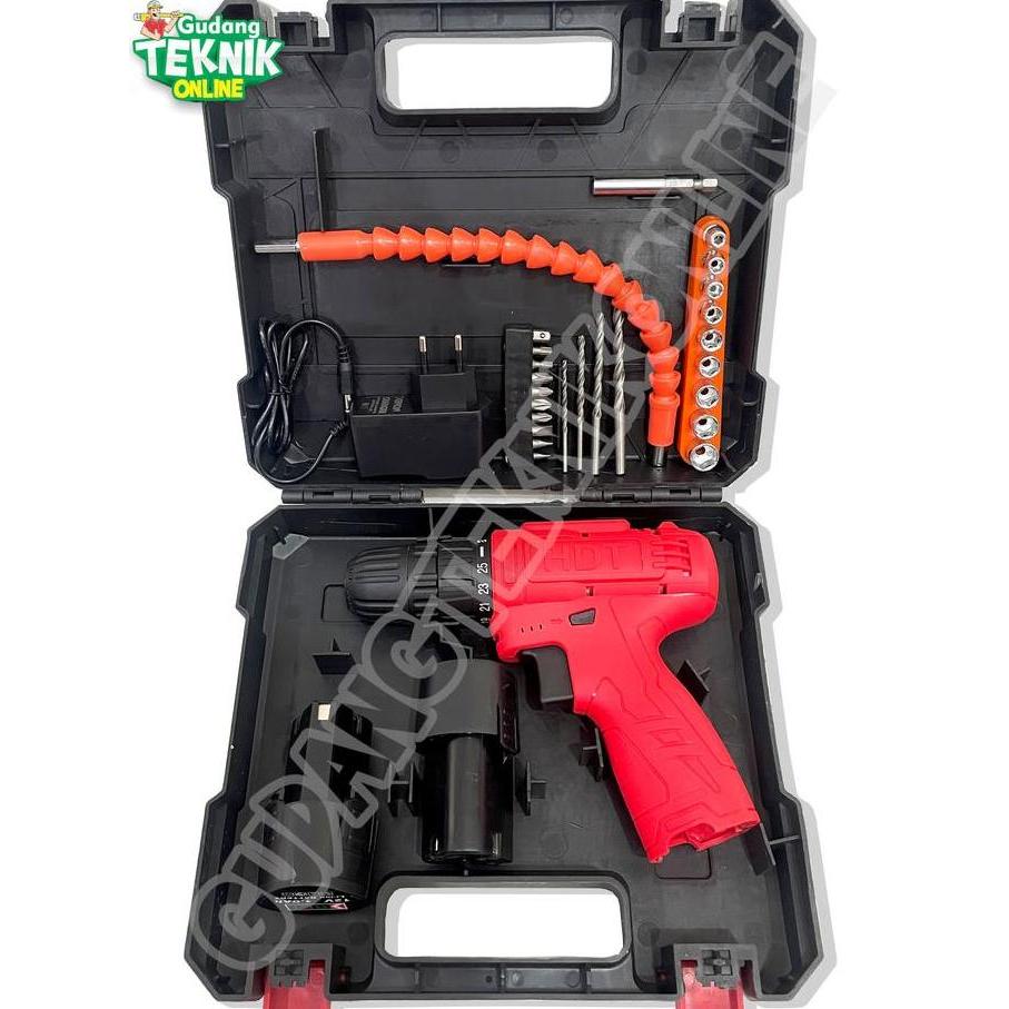 QUIXOTE Mesin Bor CORDLESS 10mm HDT CDD405 12V / Mesin Bor Tangan BATTERY BATERAI 10 mm Bor Kayu Bes