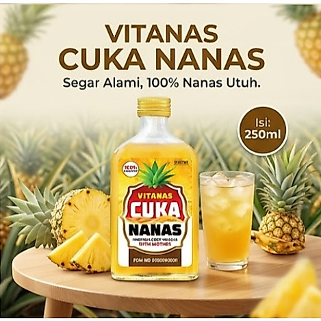 Vitanas Cuka Nanas asli 100% 250 ml Pineapple Cider Vinegar Minuman Diet & Pencernaan