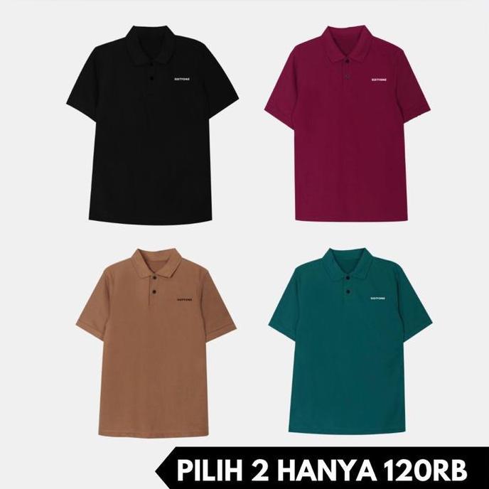 Cuci Gudang Number 61 Atasan Pria Polo Kerah Kaos Baju Basic Unisex Bahan Premium