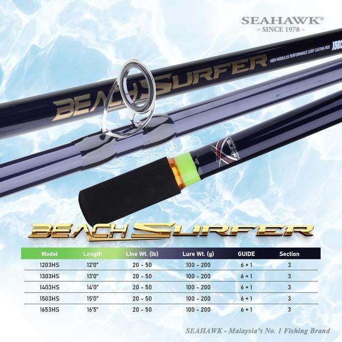 Seahawk Beach Surfer Surf Casting Rod Joran Pancing Laut High Performance (1203HS1653HS)