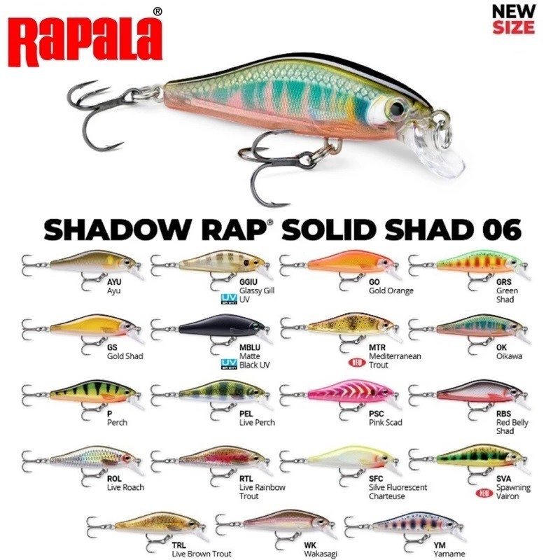 Lure Rapala Shadow Rap Solid Shad SDRSS06, Umpan Casting Minnow 6cm 7gram, Depth 1,5meter