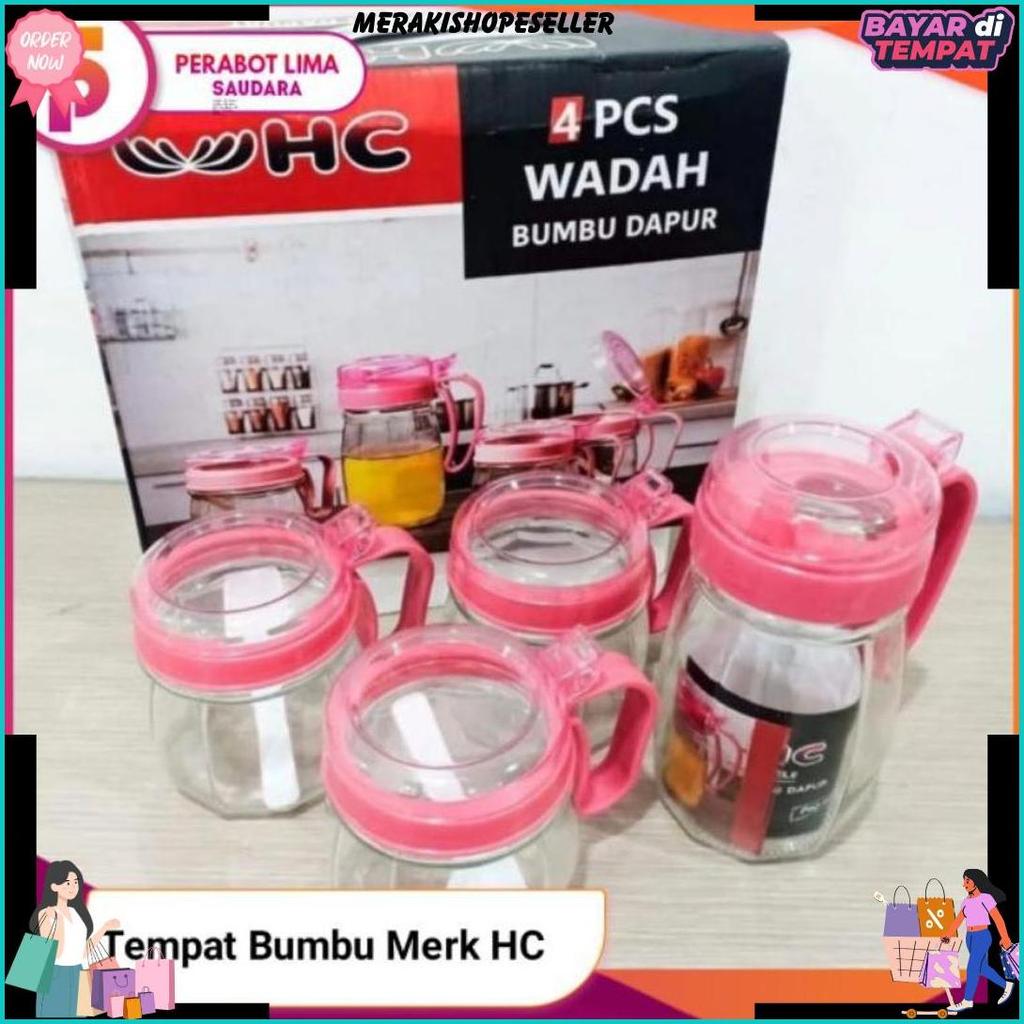 Tempat Bumbu Dapur Dan Minyak Hc/ Tempat Bumbu Hc/ Tempat Bumbu Dapur 1 Set 4 Pcs / Tempat Bumbu Mer