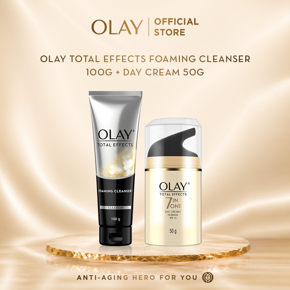 Olay Total Effects 7in1 Paket Hemat Perawatan Kulit Anti Aging Normal - Pembersih Wajah & Moisturize
