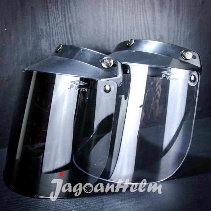 Helmet- Kaca Helm Jp Retro Datar | Smoke - Clear | Visor Model Bogo Lurus
