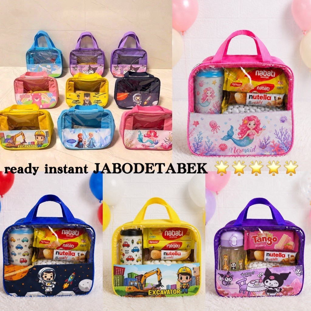 Tas Mika Souvenir Ultah Anak Tas Lunch Box / Tas Snack premium / Tas Les Tas Goodie Bag Souvenir Ult