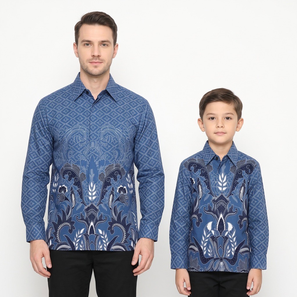 |KertaJaya| Kemeja Batik Pria Lengan Panjang Cuple Anak Ayah Bahan Katun 40s Lapis Furring Arrow War