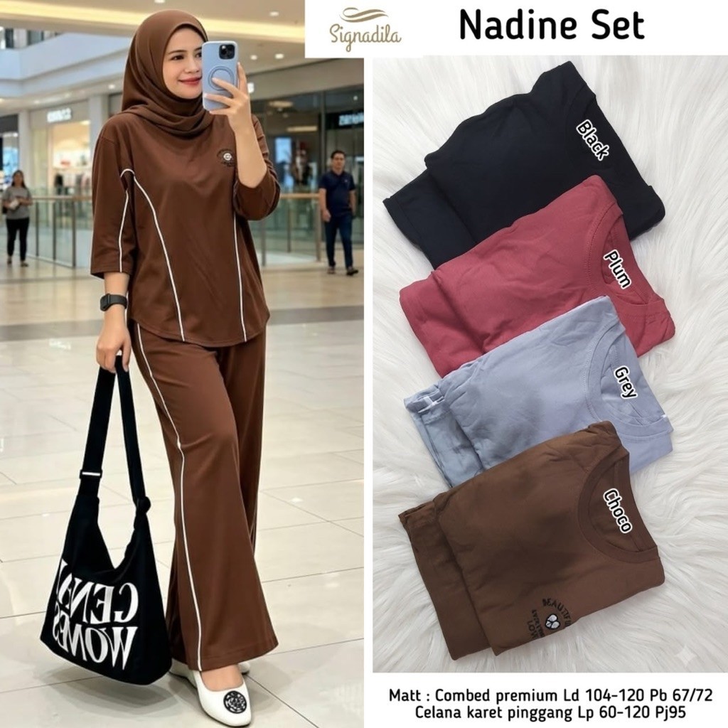 Nadine Set Celana Setelan Kaos Combad Premium by Signadila