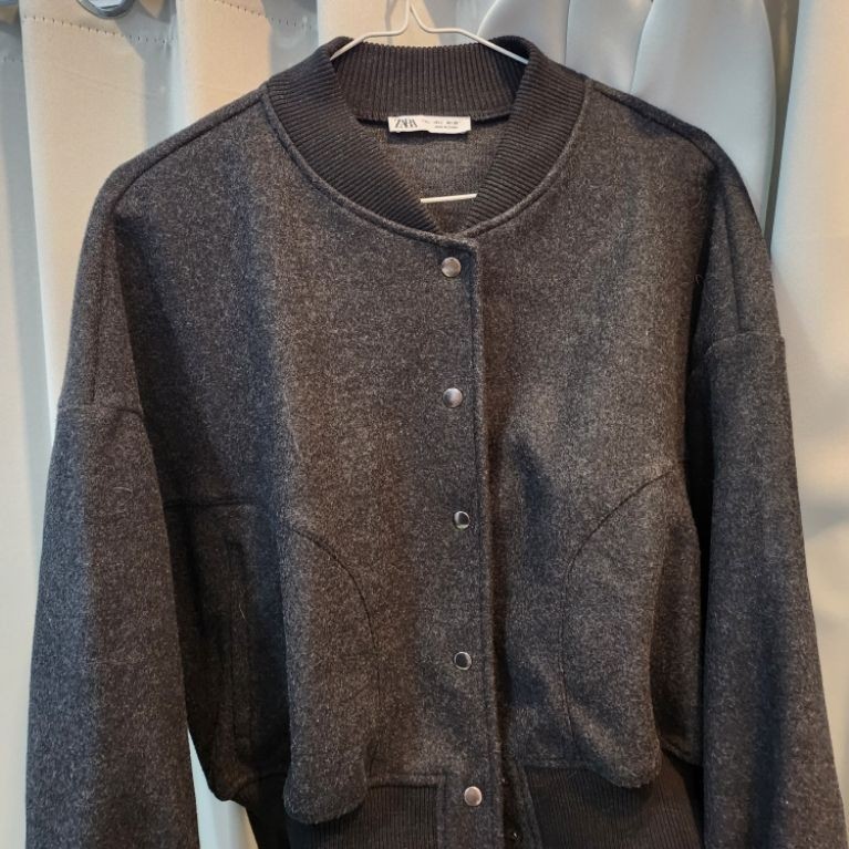 preloved zara wool blend bomber jacket