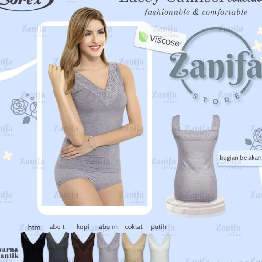Sorex Tanktop Renda Camisol Basic Katun Mix Tali Lebar Art 5013