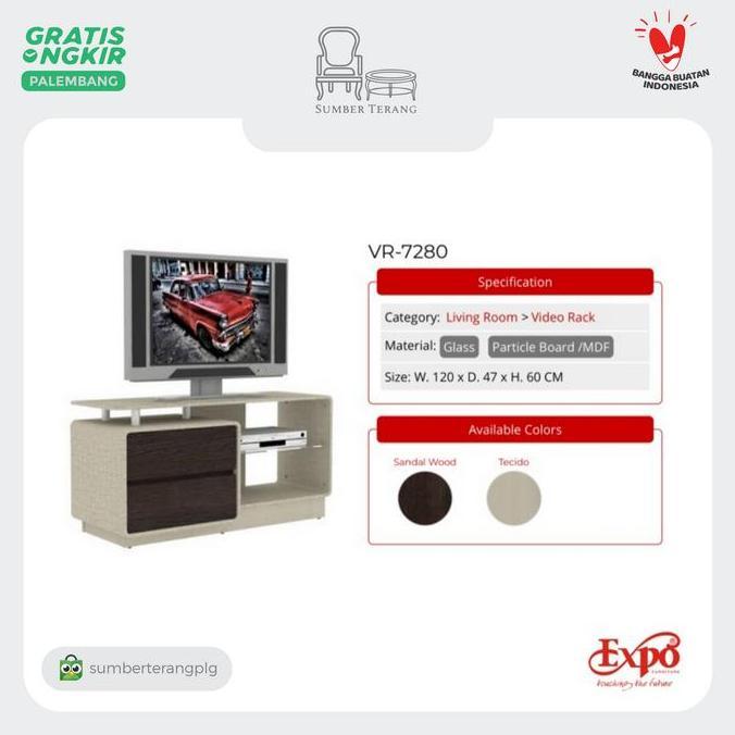 VR 7280 Expo Rak TV Meja TV Buffet TV Minimalis Lemari Serbaguna Murah