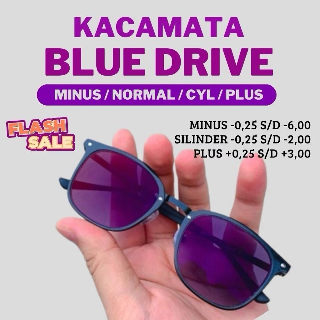 KACAMATA OPTIK MURAH NIGHT DRIVING BLUECROMIC UNISEX CK 6011 PAKET LENSA MINUS / PLUS , CYLNDR . TER